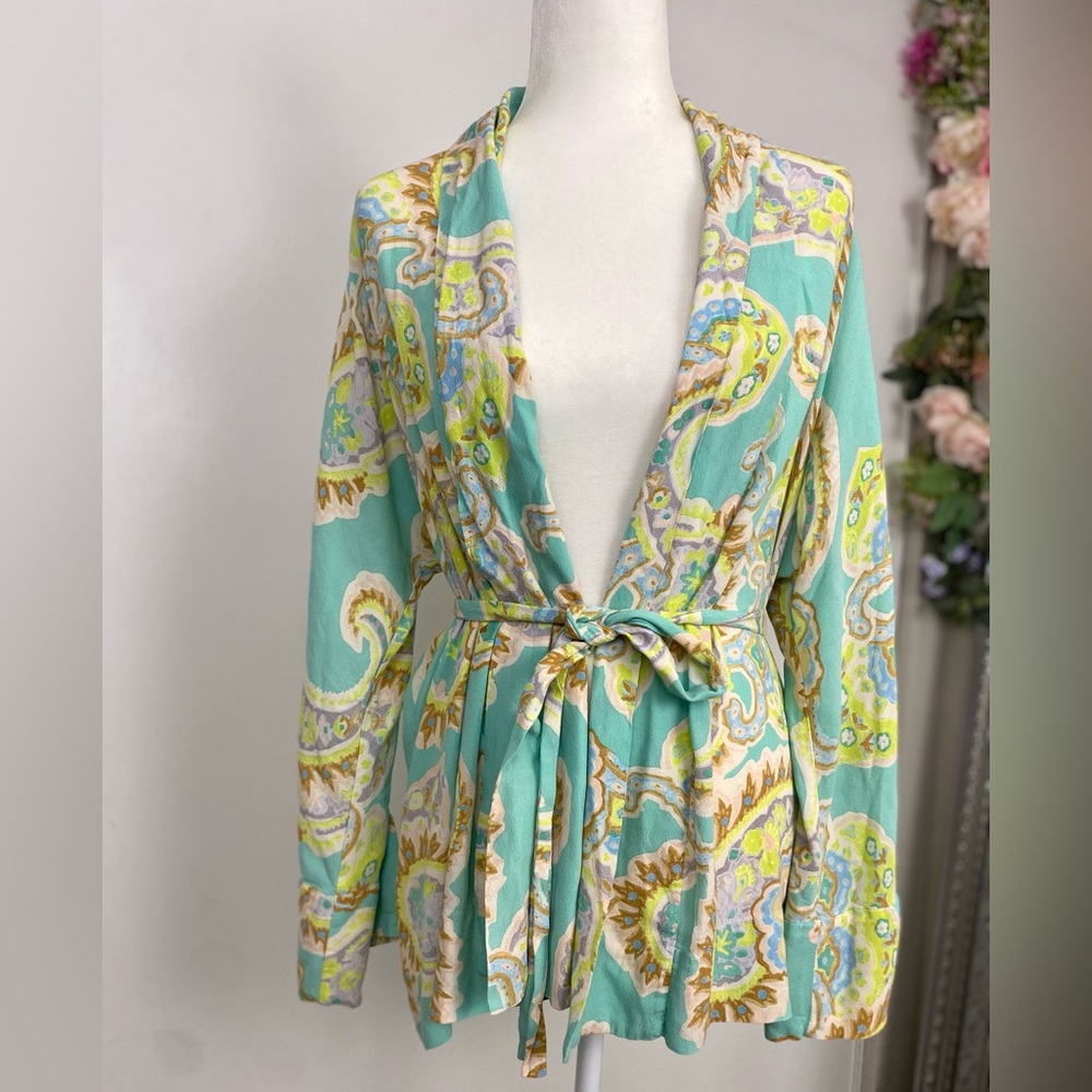 Zara Printed Short Kimono Top Size Small